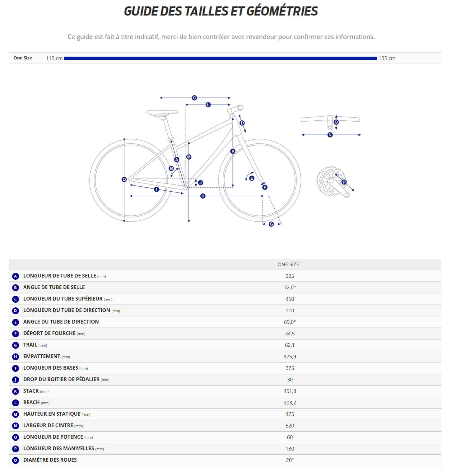 Guide de taille du velo Talon 20 année 2026
